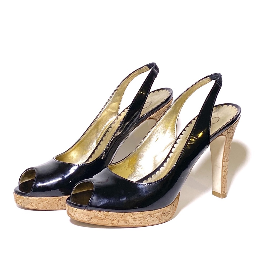 Jessica Simpson Black Patent Leather Slingbacks